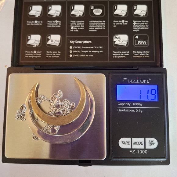 RLM Studio Robert Lee Morris sterling silver and brass open crescent moon pendan - Picture 11 of 12